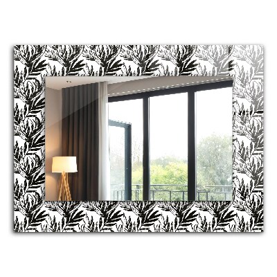 Wall mirror design Black and white leaves