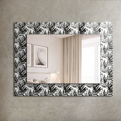 Wall mirror design Black and white leaves