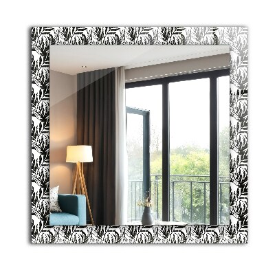 Wall mirror design Black and white leaves