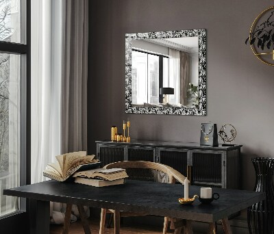 Wall mirror design Black and white leaves