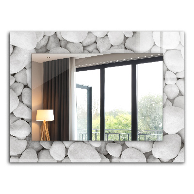 Printed mirror White smooth stones