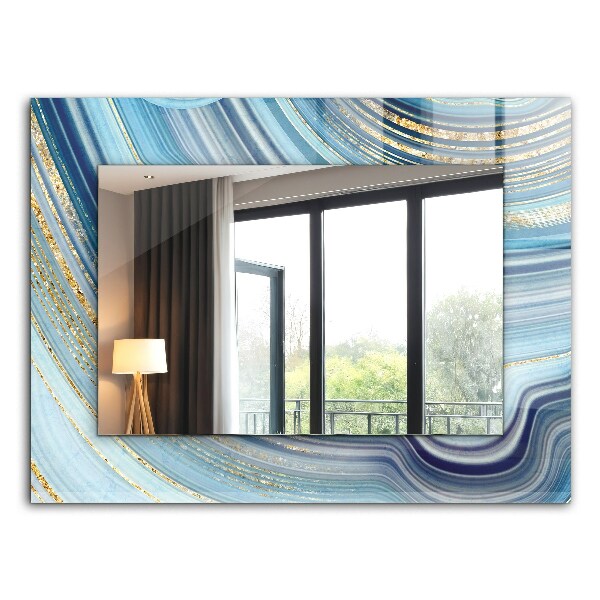 Printed mirror Abstract blue waves