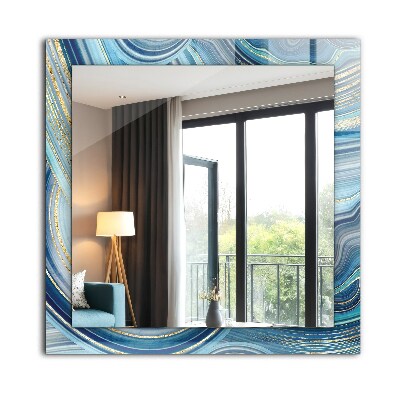 Printed mirror Abstract blue waves