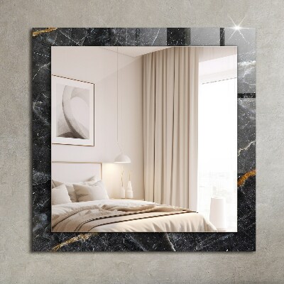 Decorative mirror Black marble veining