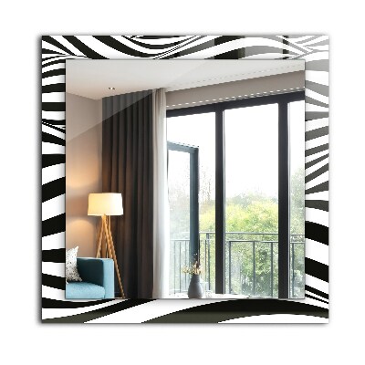 Wall mirror decor Black and white waves