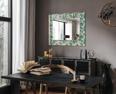 Mirror frame with print Birds and flowers