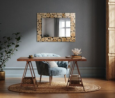 Wall mirror decor Cross sections of tree trunks