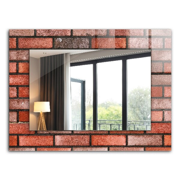 Printed mirror Brick wall red