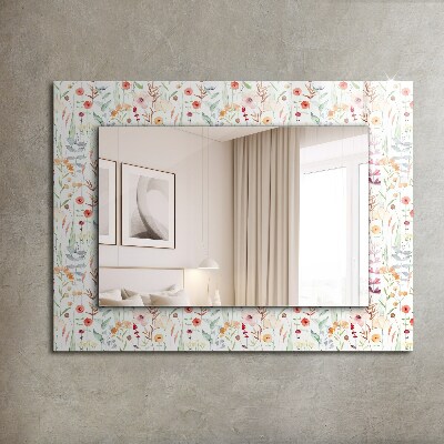 Mirror frame with print Floral watercolor pattern