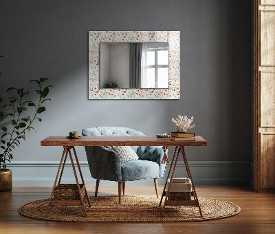 Mirror frame with print Floral watercolor pattern