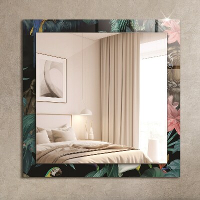 Wall mirror design Jungle tigers parrots