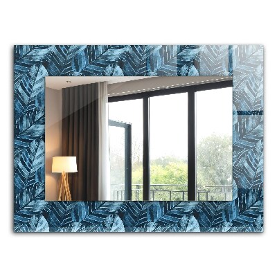 Decorative mirror Blue leaves pattern