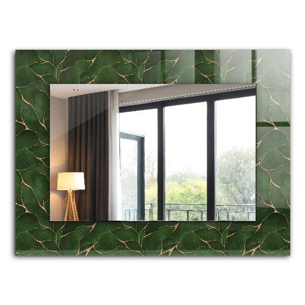 Mirror frame with print Green leaves pattern