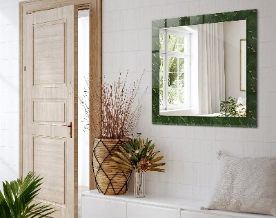 Mirror frame with print Green leaves pattern