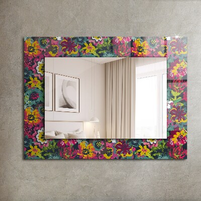 Wall mirror design Colorful floral patterns