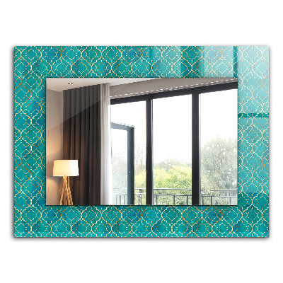 Decorative mirror Green geometric pattern