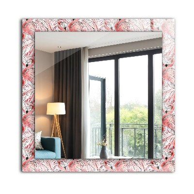 Wall mirror design Pink flamingos