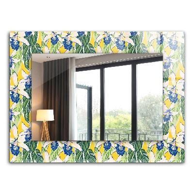 Wall mirror decor Flowers and leaves