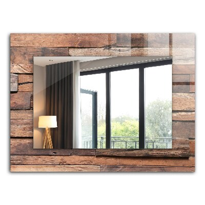 Mirror frame with print Wooden panel wall