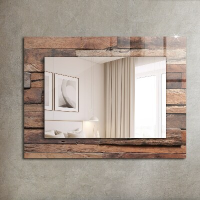 Mirror frame with print Wooden panel wall