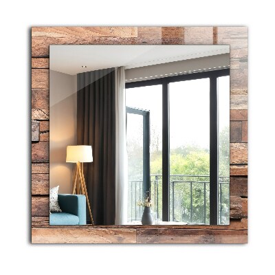 Mirror frame with print Wooden panel wall