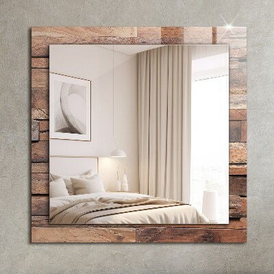 Mirror frame with print Wooden panel wall