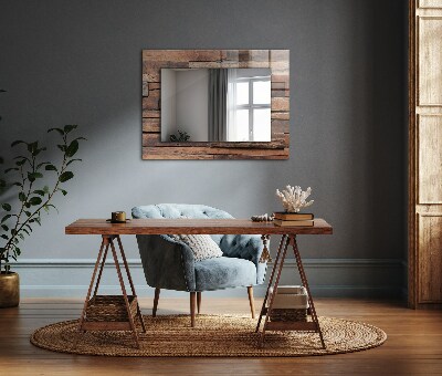 Mirror frame with print Wooden panel wall