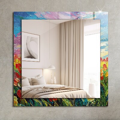 Wall mirror decor Field of tulips