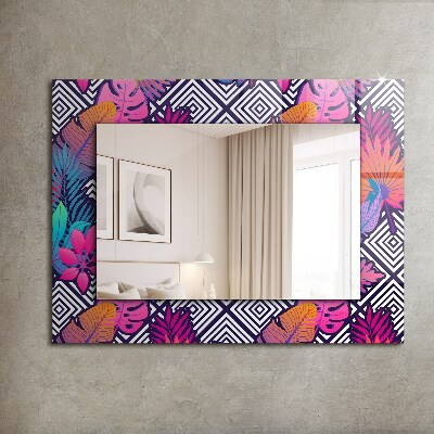 Wall mirror design Colorful tropical leaves