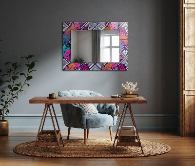 Wall mirror design Colorful tropical leaves