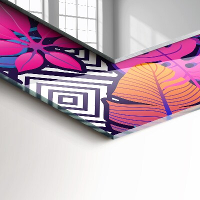 Wall mirror design Colorful tropical leaves