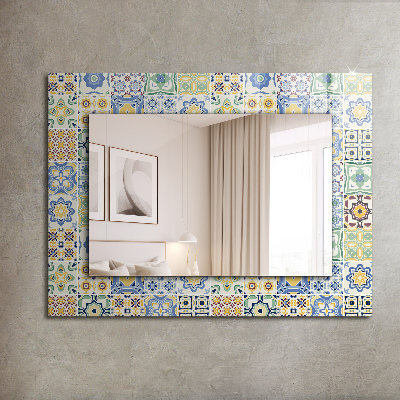 Mirror frame with print Colorful tile patterns