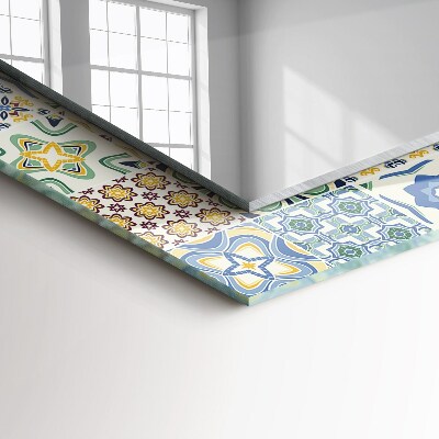 Mirror frame with print Colorful tile patterns