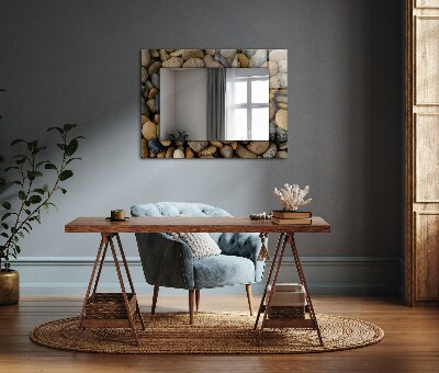 Mirror frame with print Colorful smooth stones