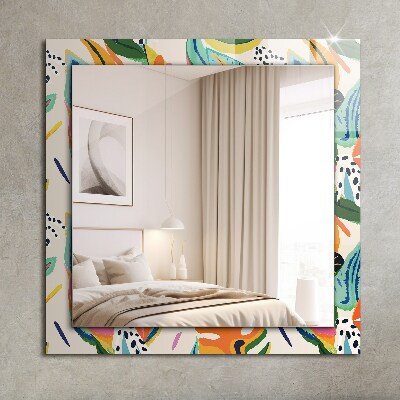 Wall mirror design Colorful leaves pattern