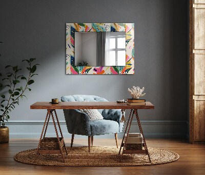 Wall mirror design Colorful leaves pattern