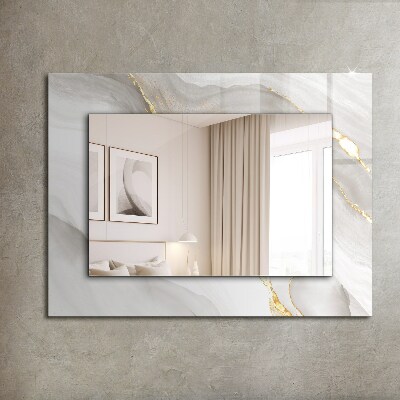 Mirror frame with print Gray marble