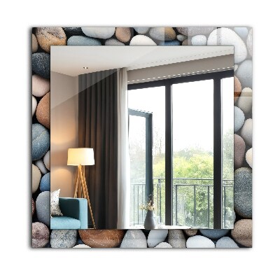 Wall mirror design Colorful smooth stones