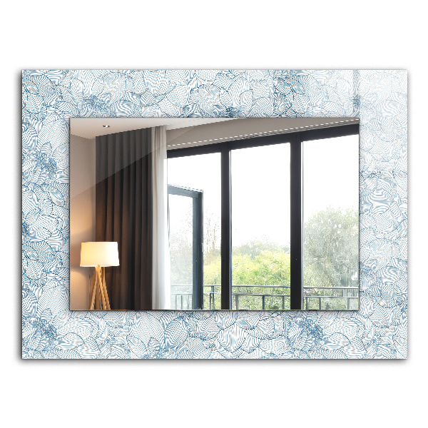 Decorative mirror Flowers pattern blue