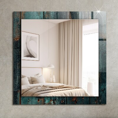 Wall mirror design Wooden green boards