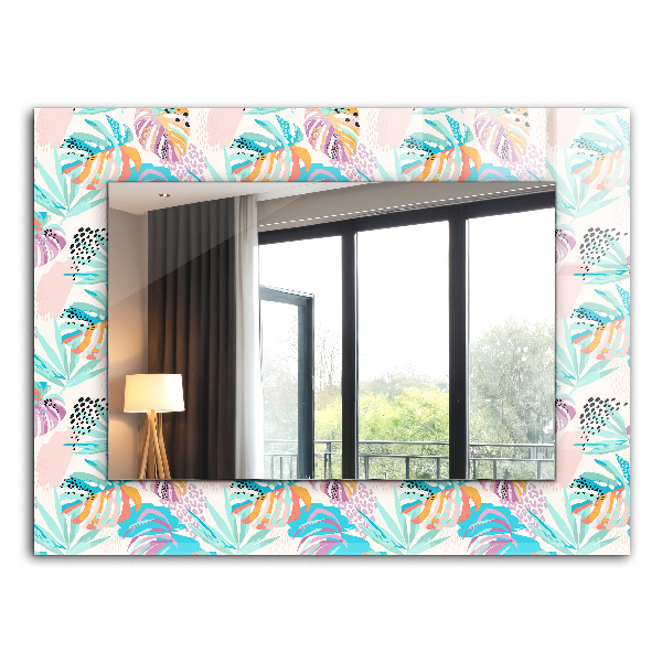 Printed mirror Colorful tropical leaves