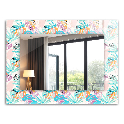 Printed mirror Colorful tropical leaves