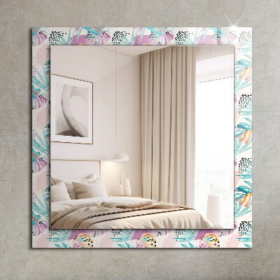 Printed mirror Colorful tropical leaves