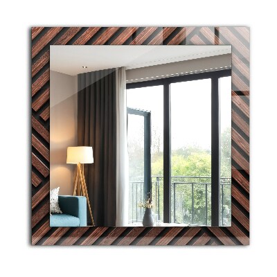 Printed mirror Wooden diagonal slats