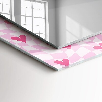 Mirror frame with print Pink hearts