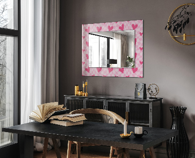 Mirror frame with print Pink hearts