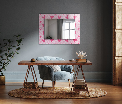 Mirror frame with print Pink hearts