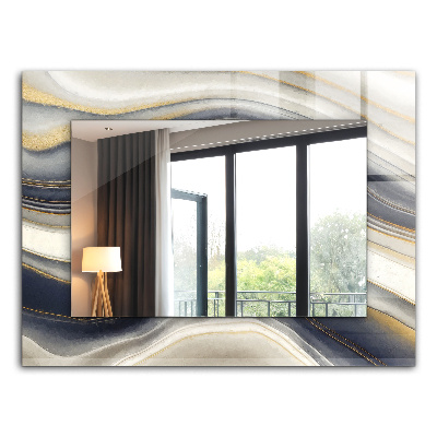 Mirror frame with print Abstract waves of colors