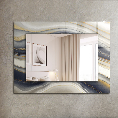 Mirror frame with print Abstract waves of colors