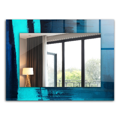 Printed mirror Abstract blue art
